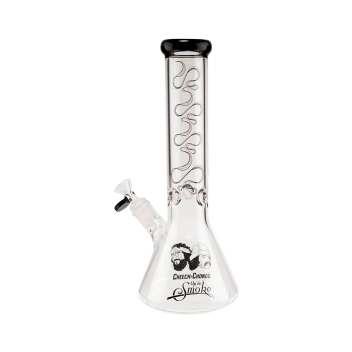 Famous Brandz Cheech & Chong Up In Smoke Glass Beaker Water Pipe - 12" - Black/Clear