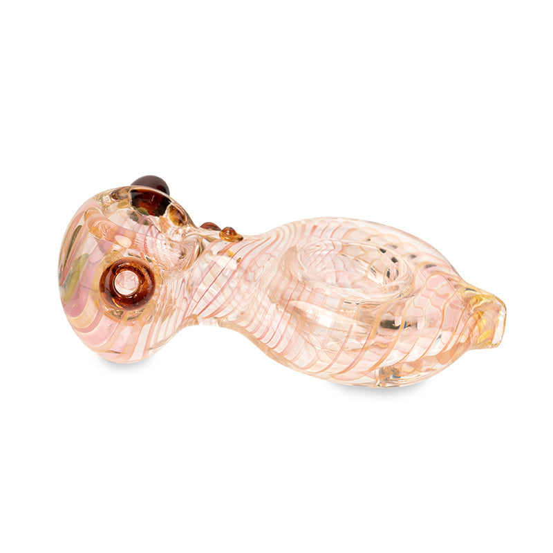 Custom Glass 5" Pink and Gold Fumed Donut Hand Pipe