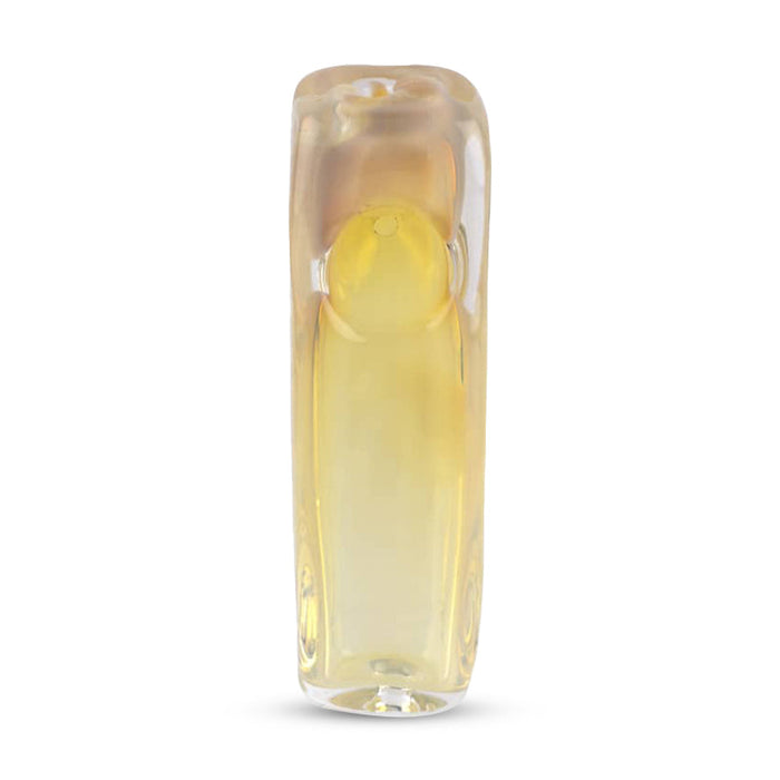 Custom Glass 3.5" Silver Fumed Yellow and Clear Brick Hand Pipe
