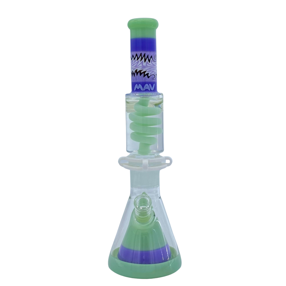 Reversal Wig Wag Seafoam and Purple Slitted Pyramid Beaker Freezable Coil System