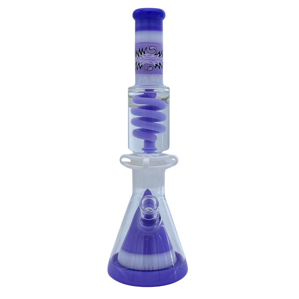 Reversal Wig Wag Purple and White Slitted Pyramid Beaker Freezable Coil System