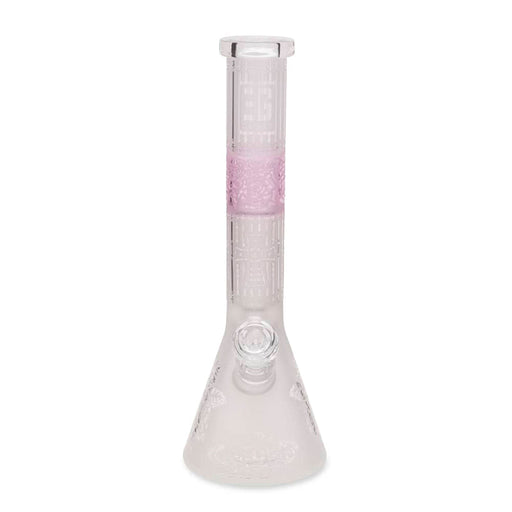 EG Glass 15" Cross Decal Beaker Water Pipe - Transparent Pink
