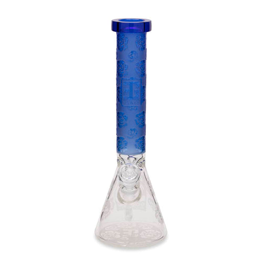 EG Glass 15" Skull Decal Beaker Water Pipe - Navy Blue